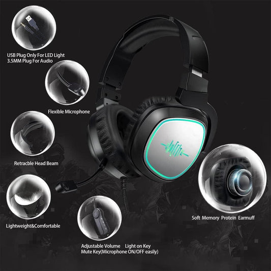 G17 Wired Gaming Headset – RGB Lights, Noise Cancelling Mic, Stereo Sound